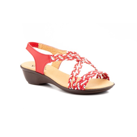 Sandales pour femmes en cuir rouge Pie de Angel Pie de Angel