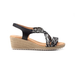 Schwarze Leder-Keilsandalen von CBP CBP - CONBUENPIE