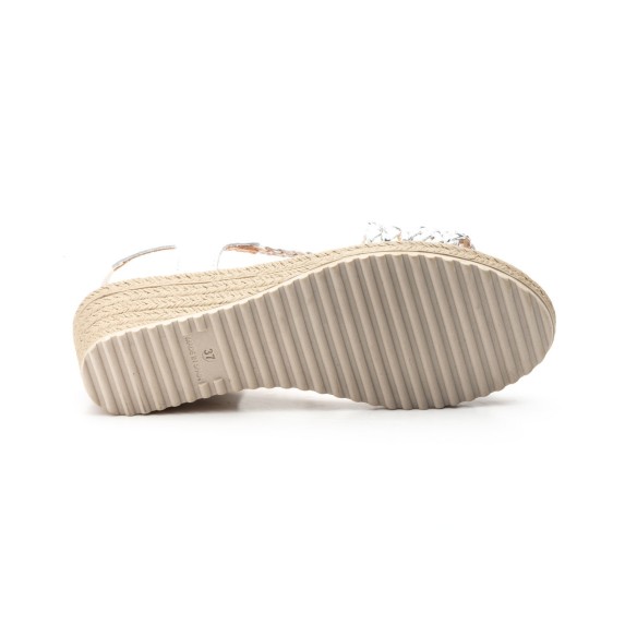 Sandales en cuir blanc à talon compensé de CBP CBP - CONBUENPIE