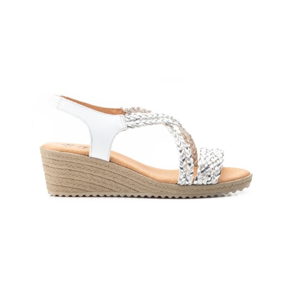 Weiße Ledersandalen mit Keilabsatz von CBP CBP - CONBUENPIE