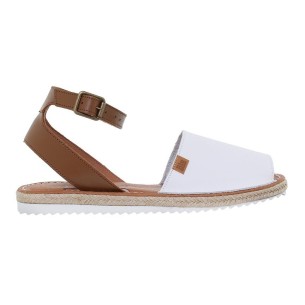 Menorquinas aus weißem gestepptem Leder von Blusandal BLUSANDAL