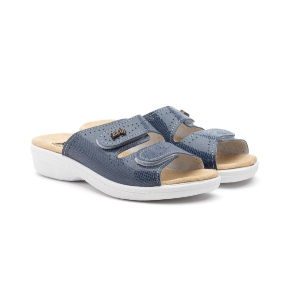 Anatomische sandalen-klompen in blauw leer van Bio Up BIO UP