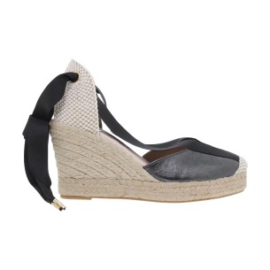 Black jute and leather espadrilles by Amelie AMELIE