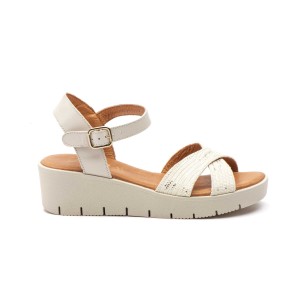 Beige leather wedge sandals by CBP CBP - CONBUENPIE