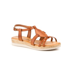 Bruine leren platte sandalen van CBP CBP - CONBUENPIE 2