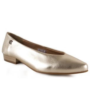 Gold leather ballerina pumps by Chamby CHAMBY 2