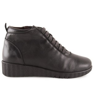 Bottines en cuir noir à talon compensé CHAMBY
