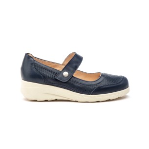 Espadrillas con zeppa in pelle blu CBP - CONBUENPIE