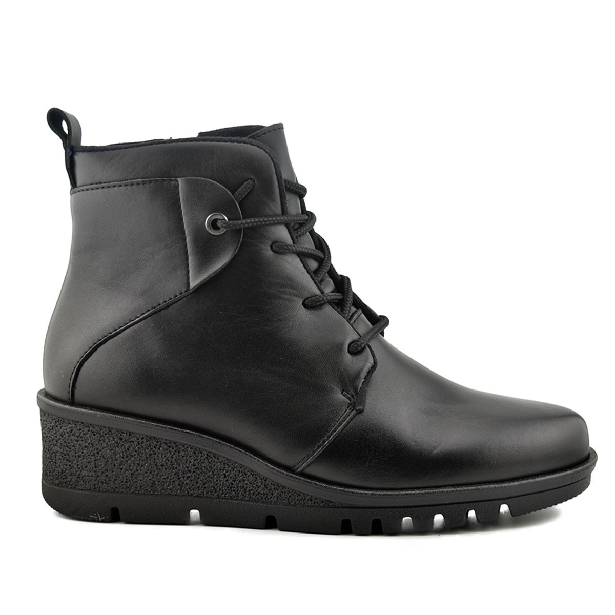 Black Leather Casual Ankle Boots by Chamby