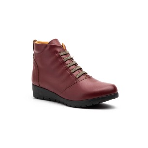 Burgundy leather flat ankle boots by CBP CBP - CONBUENPIE 2