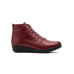 Burgundy leather flat ankle boots by CBP CBP - CONBUENPIE