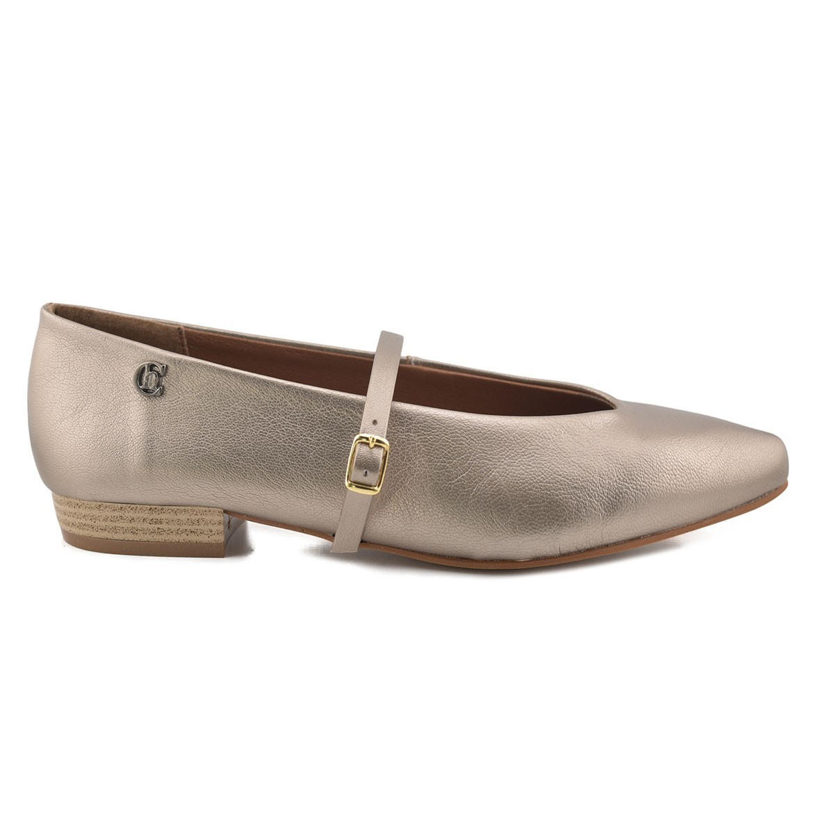 Metallic leren ballerina's van Chamby