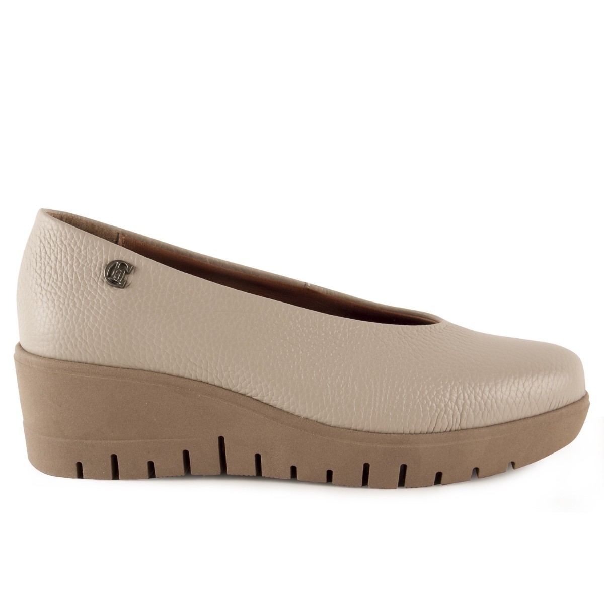 Beige leren ballerina's van Chamby