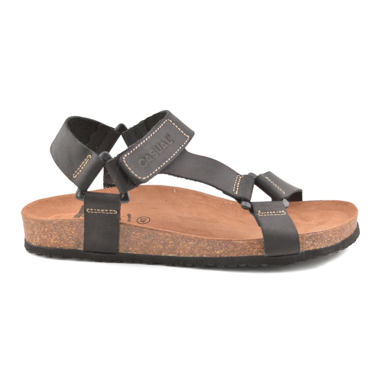 Bio Herren Sandalen aus schwarzem Leder von Casual