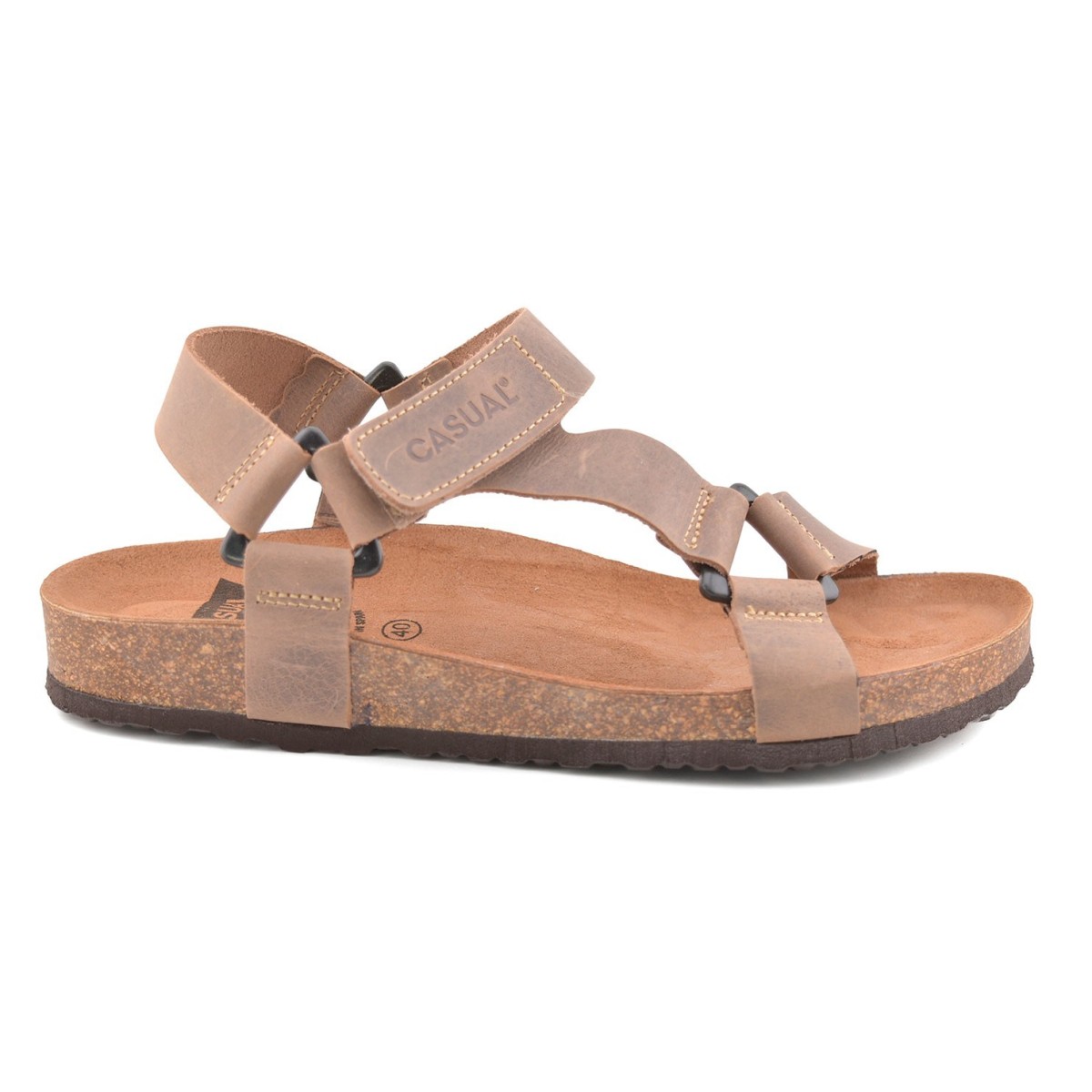 Bio men's beige leather sandals by Casual
