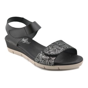 Sandalias de piel negra con cuña by Amelie AMELIE 2
