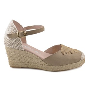 Beige leather espadrilles with wedge by Amelie AMELIE