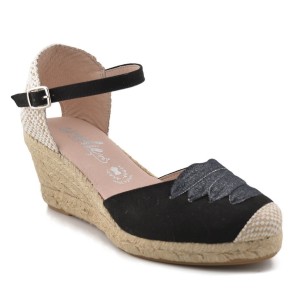 Black leather espadrilles with wedge by Amelie AMELIE 2