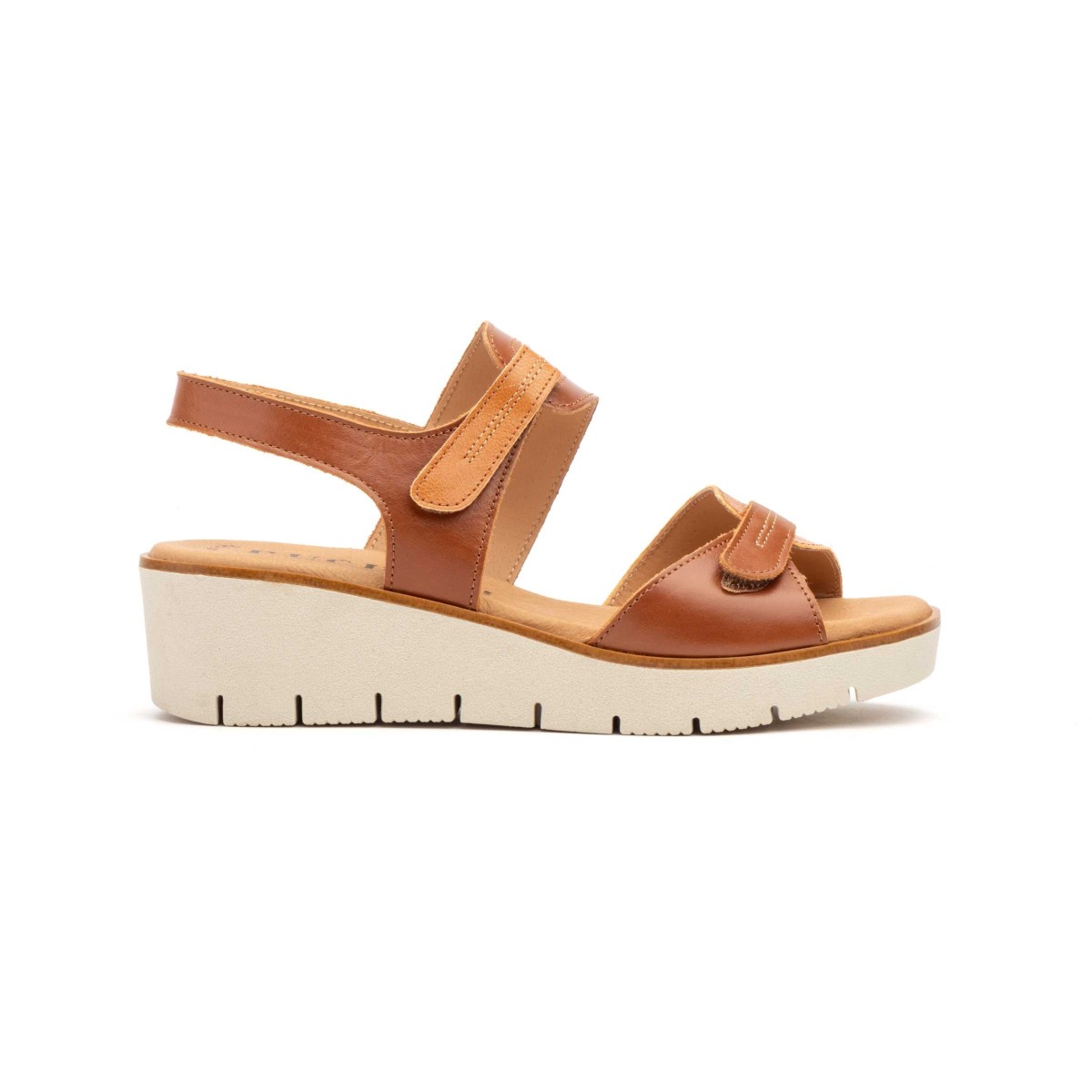 Brown leather wedge sandals by CBP