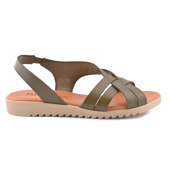 Sandalias de mujer verdes planas de piel by Blusandal BLUSANDAL