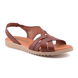 Sandales plates en cuir marron de Blusandal BLUSANDAL 2