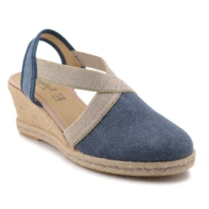Espadrilles bleues à semelle compensée en jute par Amelie AMELIE 2