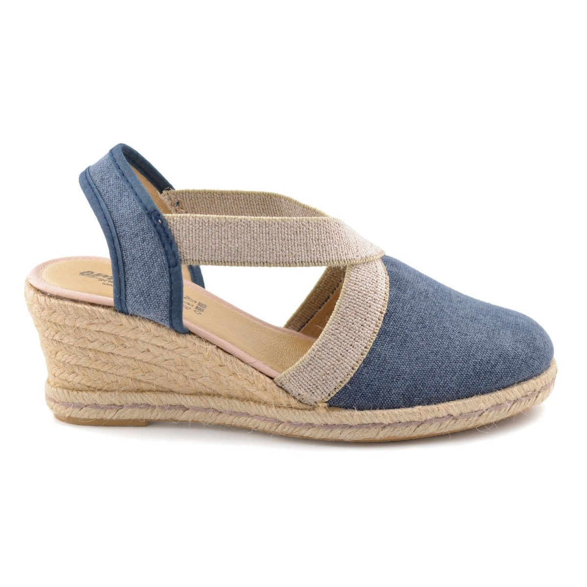 Blue espadrilles with jute wedge by Amelie