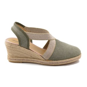 Green espadrilles with jute wedge by Amelie AMELIE