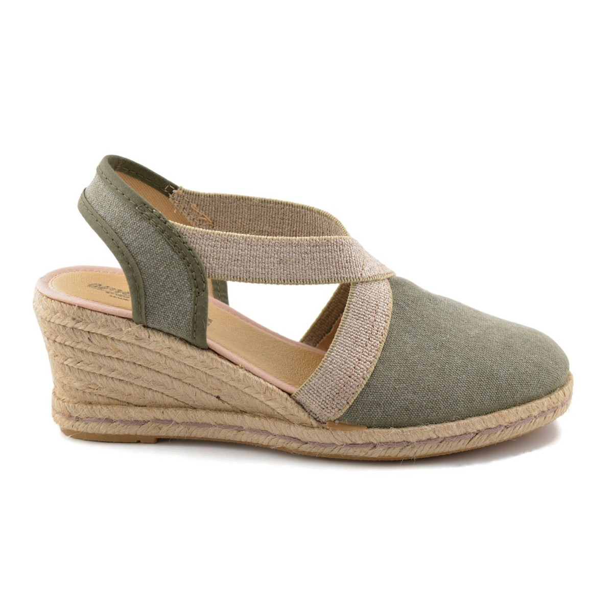 Espadrillas verdi con zeppa in iuta di Amelie