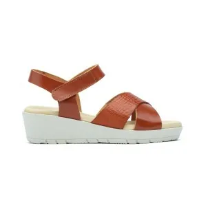 Sandalias de mujer marrones de piel con cuña by CBP CBP - CONBUENPIE