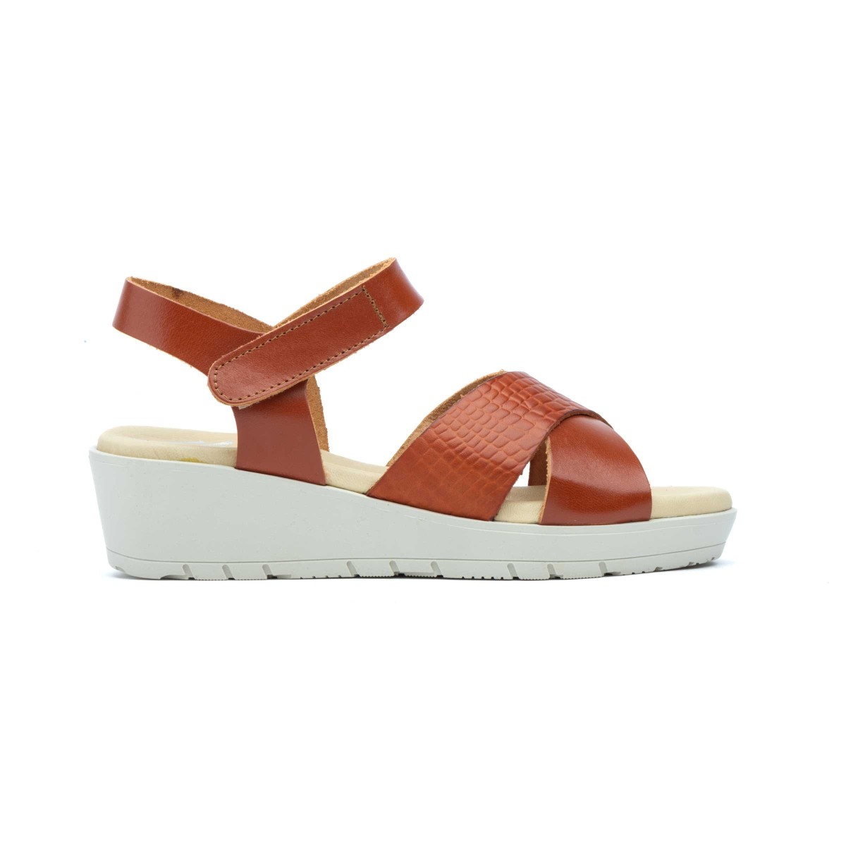 copy of Beige leather sandals with wedge by Tekila