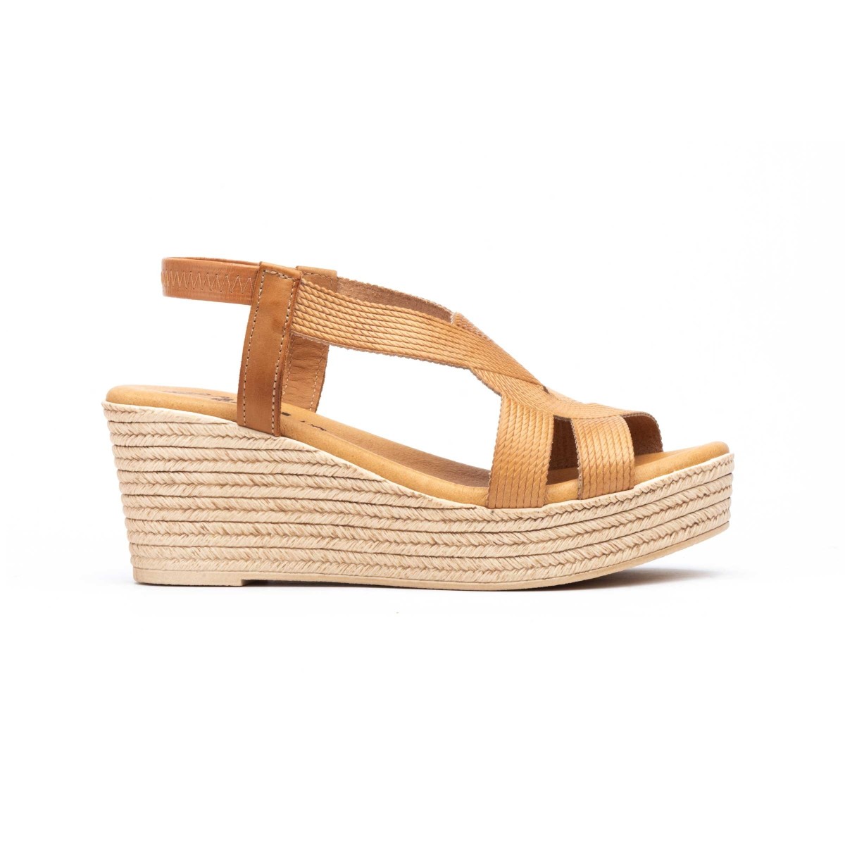 Gold leather sandals with high wedge by Blusandal