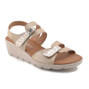 Sandales compensées en cuir beige par Amelie AMELIE COMFORT 2