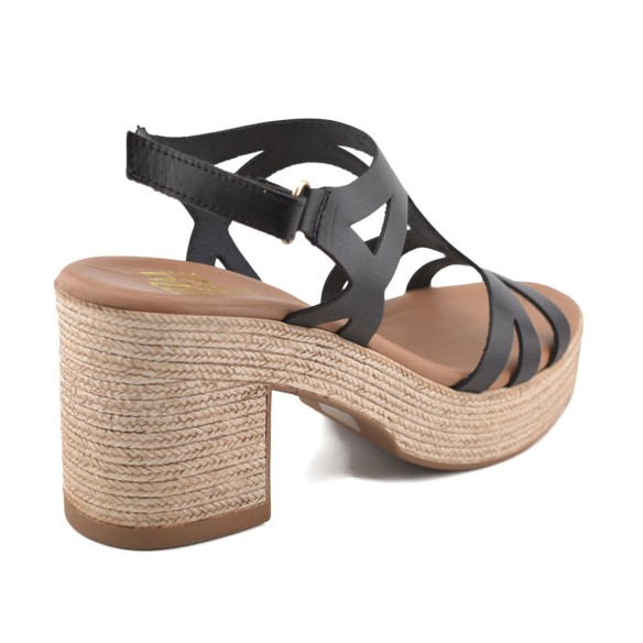 Sandalias de mujer de piel negras con tacón by Blusandal BLUSANDAL