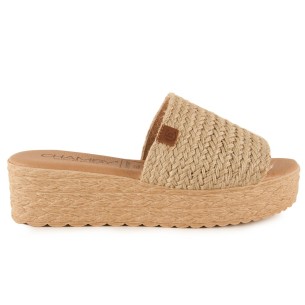 Leather and jute sandals with platform by Chamby CHAMBY