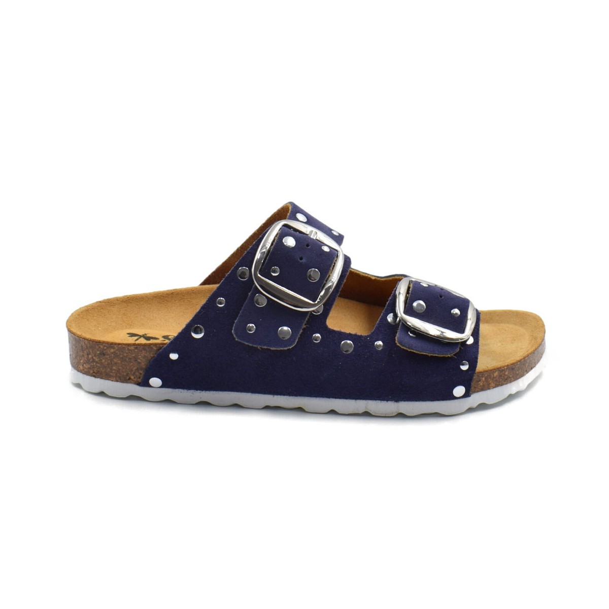 Blue flat bio leather sandals by Biocomfort