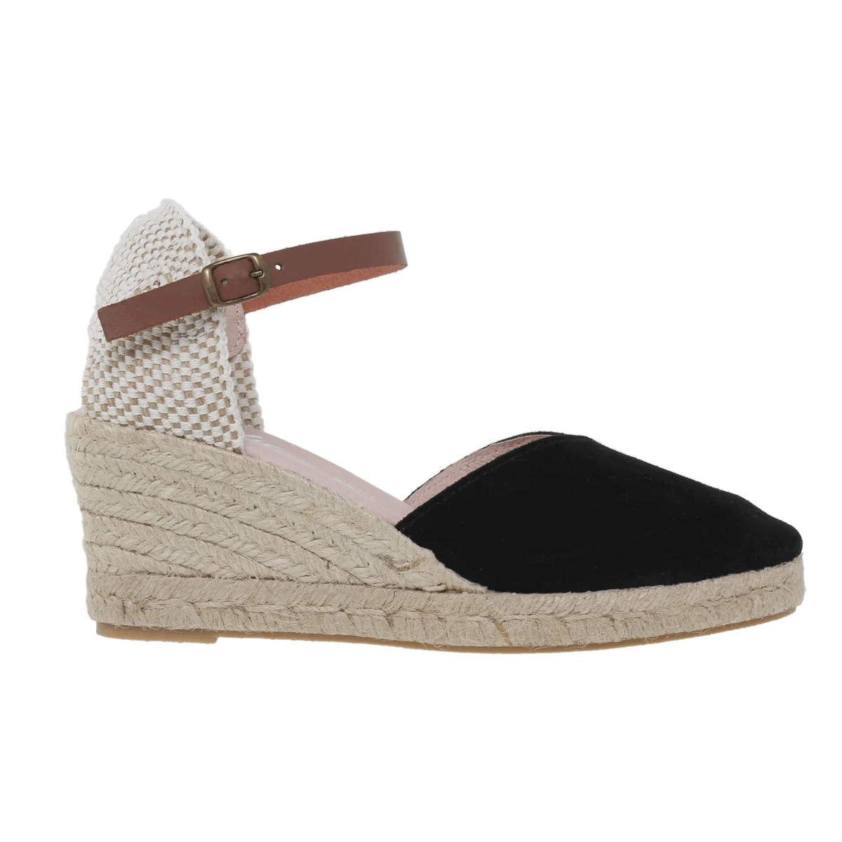 Black leather espadrilles with wedge by Amelie