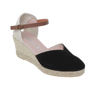 Zwart leren espadrilles met sleehak van Amelie AMELIE 2