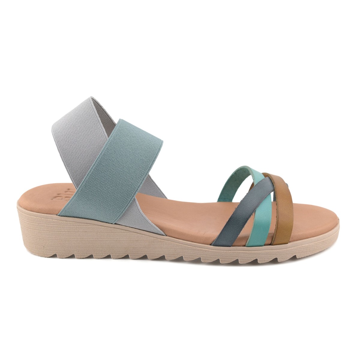 Blue leather wedge sandals by Blusandal