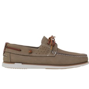 Chaussures de bateau en cuir taupe par Casual CASUAL
