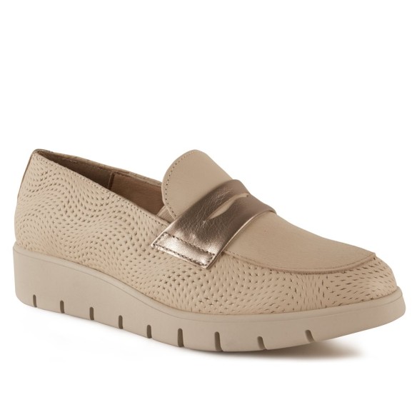 Mocassins de couro bege com cunha CHAMBY