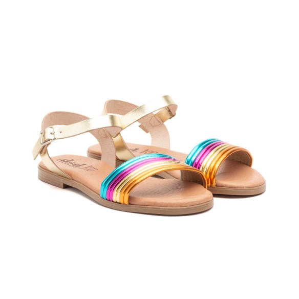 Sandali piatti in pelle metallizzata multicolore di DSD CALZADOS DSD