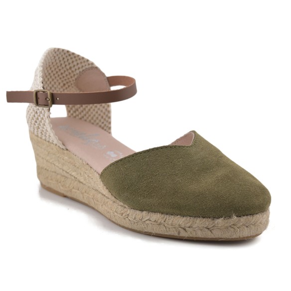 Khaki leren espadrilles van Amelie AMELIE