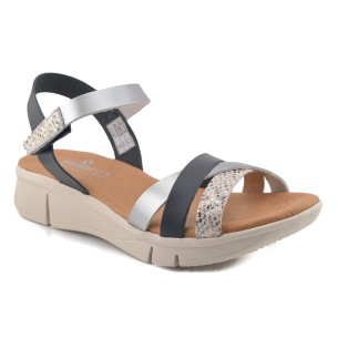Marineblaue und silberne Ledersandalen CBP - CONBUENPIE 2