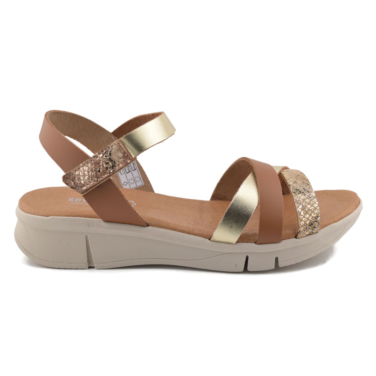 Brown and gold leather sandals by CBP