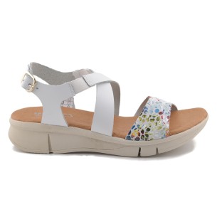 Sandalias blancas de piel  con cuña CBP - CONBUENPIE
