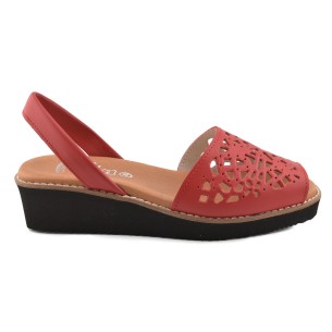 Wheti's|Sandales rouges avec semelle compensée|Femme WHETI´S