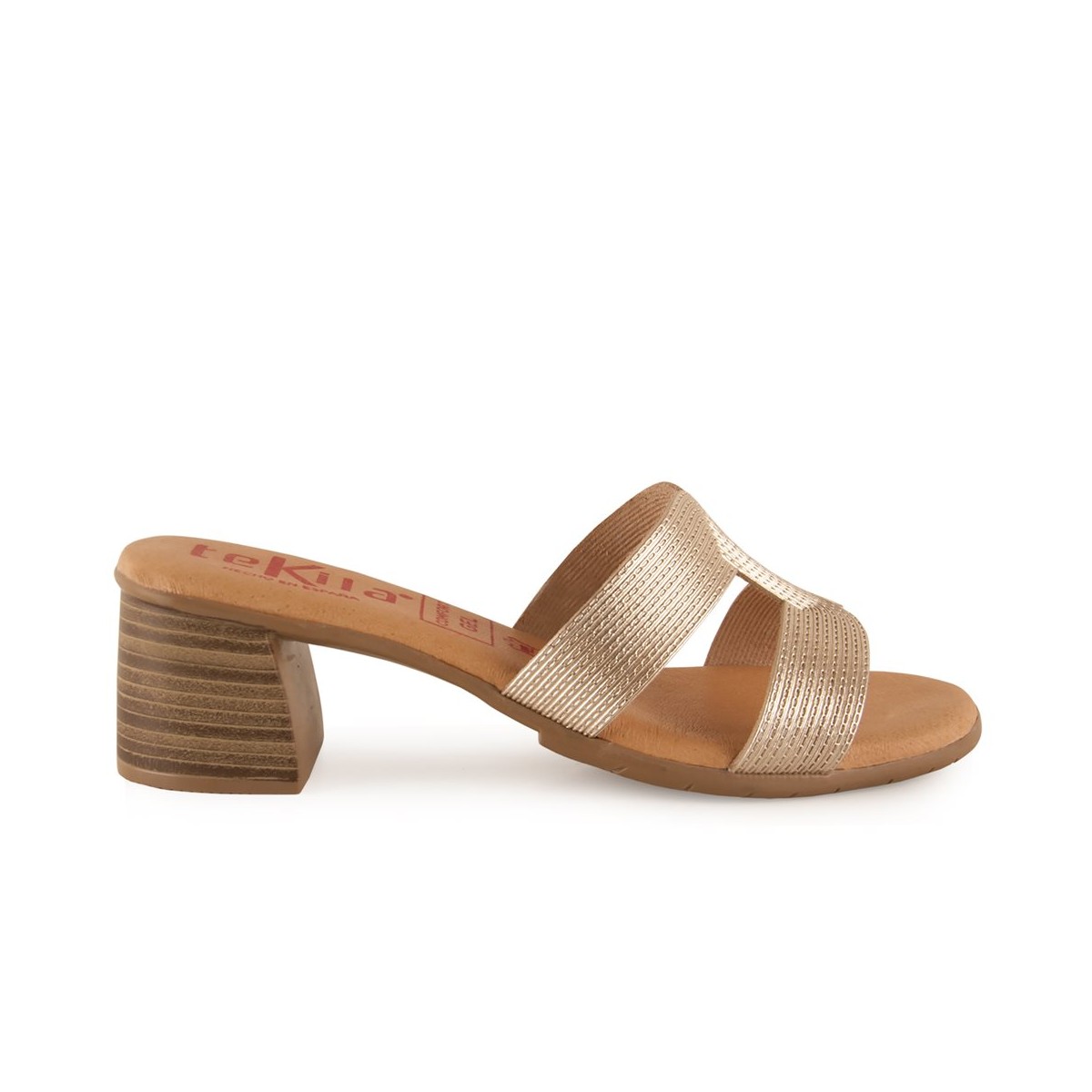 Gold leather sandals with heel by Tekila