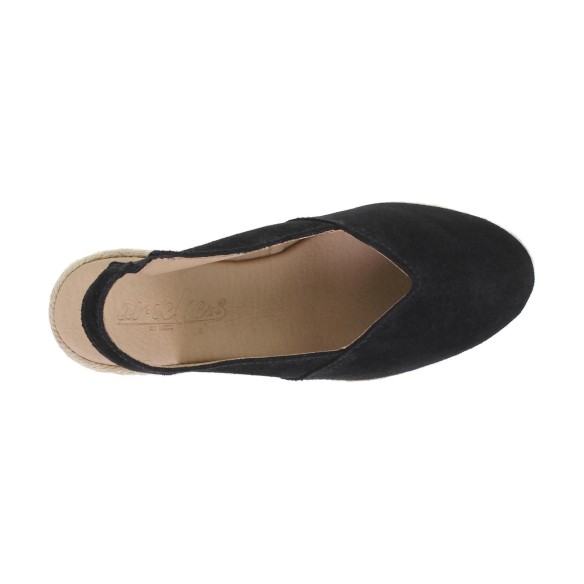 Espadrilles à semelle compensée en cuir noir par Amelie AMELIE