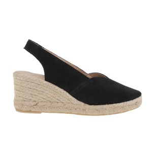 Espadrilles à semelle compensée en cuir noir par Amelie AMELIE